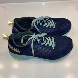 Hoka Navy with Aqua & Yellow Trail Running Shoes One One